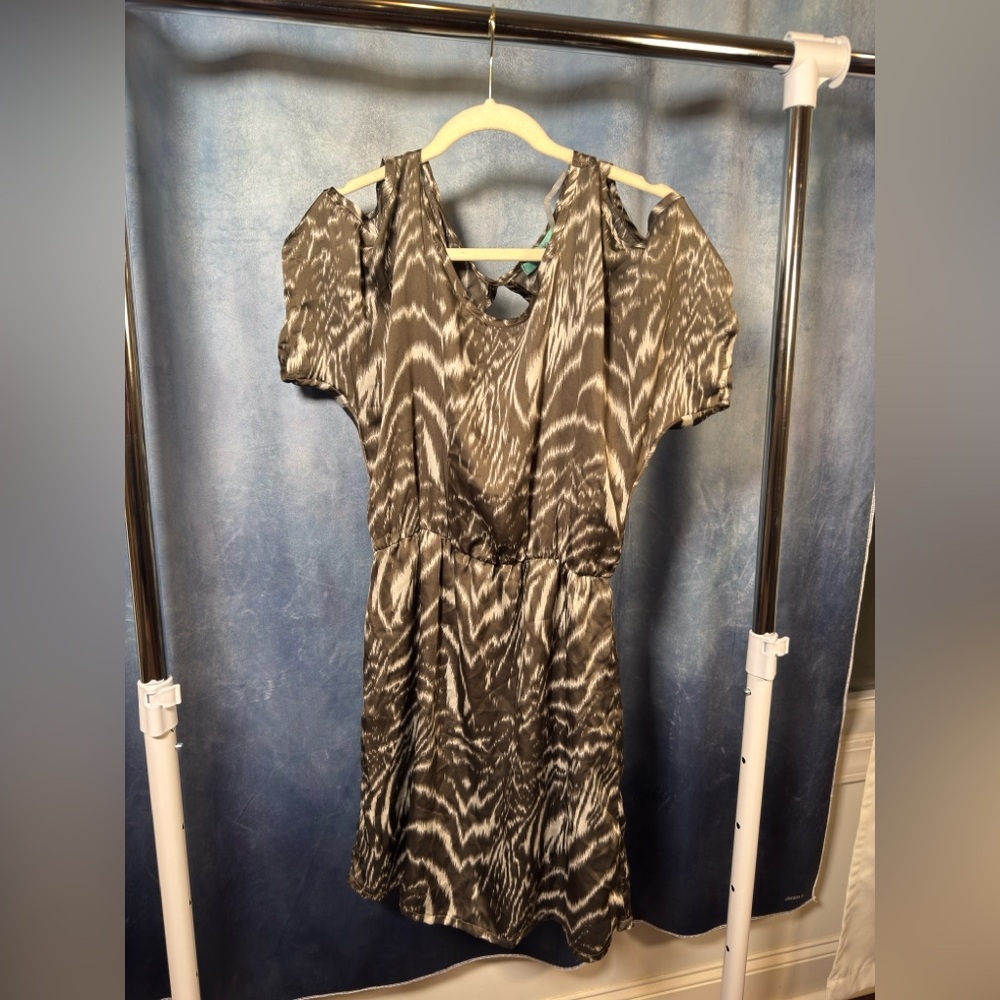 Gray and White Print Dress